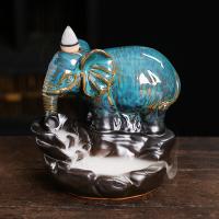 Quemador de incienso de reflujo de porcelana, Elefante, hecho a mano, para el hogar y la oficina & Sostenible, 116x95x110mm, Vendido por UD