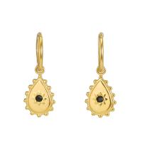 Titanium Steel Earrings, 18K gold plated, fashion jewelry & for woman & with rhinestone, golden 