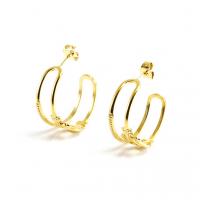 Titanium Steel Earrings, 18K gold plated, fashion jewelry & for woman, golden 