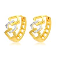Zinc Alloy Huggie Hoop Earring, Rhombus, gold color plated, fashion jewelry & for woman & hollow, golden, 17mm 