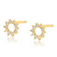 Zinc Alloy Rhinestone Stud Earring, Flower, gold color plated, fashion jewelry & for woman & with rhinestone, golden, 7mm 