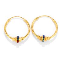 Zinc Alloy Huggie Hoop Earring, Donut, gold color plated, fashion jewelry & for woman & with rhinestone, golden 