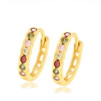 Zinc Alloy Huggie Hoop Earring, Donut, gold color plated, fashion jewelry & micro pave cubic zirconia & for woman 