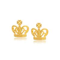 Zinc Alloy Stud Earring, Crown, gold color plated, fashion jewelry & for woman & hollow, golden 
