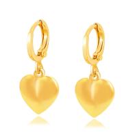 Huggie Hoop Drop Earring, Zinc Alloy, Heart, gold color plated, fashion jewelry & for woman, golden 