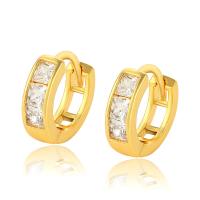 Zinc-Alloy-Huggie-Hoop-Earring, alliage de zinc, beignet, Placage de couleur d'or, bijoux de mode & pour femme & avec strass, doré Vendu par paire