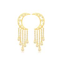 Fashion Fringe Boucles d'oreilles, alliage de zinc, lune, Placage de couleur d'or, bijoux de mode & pour femme & avec strass, doré Vendu par paire