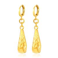 Huggie Hoop Drop Earring, Zinc Alloy, Leaf, gold color plated, fashion jewelry & for woman, golden 