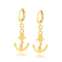 Huggie Hoop Drop Earring, Zinc Alloy, Anchor, gold color plated, fashion jewelry & for woman, golden 
