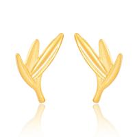 Zinc Alloy Stud Earring, Leaf, gold color plated, fashion jewelry & for woman, golden 