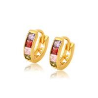 Zinc Alloy Rhinestone Stud Earring, Donut, gold color plated, fashion jewelry & for woman & with rhinestone, multi-colored 