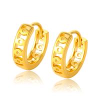 Zinc Alloy Rhinestone Stud Earring, Donut, gold color plated, fashion jewelry & for woman & hollow, golden 