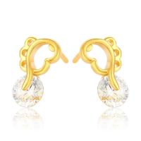 Zinc Alloy Rhinestone Stud Earring, Wing Shape, gold color plated, fashion jewelry & for woman & with rhinestone, golden 