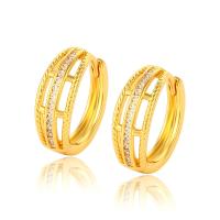 Zinc Alloy Huggie Hoop Earring, Donut, gold color plated, fashion jewelry & for woman & with rhinestone & hollow, golden 