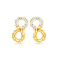 Zinc Alloy Rhinestone Stud Earring, Number 8, gold color plated, fashion jewelry & for woman & with rhinestone, golden 
