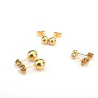 Titanium Steel Earrings, Round, real gold plated & for woman 