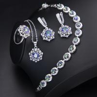 Cubic Zirconia Micro Pave Brass Jewelry Sets, Bird Nest, platinum plated & micro pave cubic zirconia & for woman, US Ring 