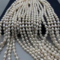 Baroque Cultured Freshwater Pearl Beads, Teardrop, DIY, white, 6-7mm Approx 15 Inch 