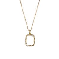 Harz Messing Halskette, mit Verlängerungskettchen von 5cm, Quadrat, goldfarben plattiert, für Frau & mit Strass & hohl, goldfarben, 12x16mm, Länge:ca. 40 cm, verkauft von PC