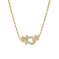 Cubic Zircon Micro Pave Brass Necklace, plated, micro pave cubic zirconia & for woman Approx 45-50 cm 