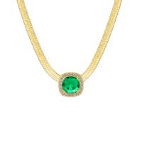 Brass Cubic Zirconia Necklace, with Cubic Zirconia, Square, plated, for woman Approx 45-50 cm 