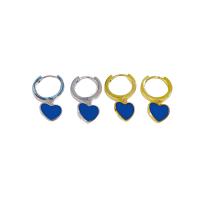 Brass Drop Earring, Heart, plated, for woman & enamel 