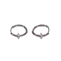 Brass Huggie Hoop Earring, Donut, silver color plated, for woman, silver color, 11mm 