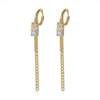 Cubic Zircon Brass Earring, with Cubic Zirconia, plated, for woman 75mm 
