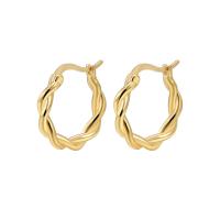 Brass Hoop Earring, Donut, gold color plated, for woman, golden 