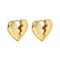 Brass Drop Earring, Heart, plated, for woman 