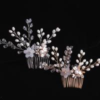 Braut Dekoratives Haarkämmchen, Zinklegierung, mit Kunststoff Perlen, Modeschmuck & für Frau & mit Strass, keine, 120x85mm, verkauft von PC