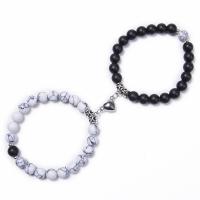 Gemstone Couple Bracelet, with Magnet, 2 pieces & Unisex, 8mm Approx 6.6-8.5 Inch 