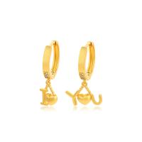 Zinc Alloy Rhinestone Drop Earring, Alphabet Letter, gold color plated, fashion jewelry & for woman & with rhinestone, golden 