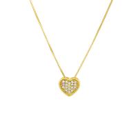 Zinc Alloy Cubic Zirconia Necklace, Heart, gold color plated, fashion jewelry & micro pave cubic zirconia & for woman, golden, 8mm Approx 44.9 cm 