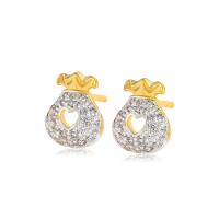 Zinc Alloy Rhinestone Stud Earring, gold color plated, fashion jewelry & for woman & with rhinestone & hollow 
