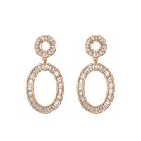 Zinc Alloy Rhinestone Drop Earring, Oval, gold color plated, fashion jewelry & for woman & with rhinestone & hollow, 40mm 