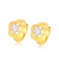 Rhinestone Brass Drop Earring, Copper Alloy, Flower, gold color plated, fashion jewelry & for woman & with rhinestone, golden 