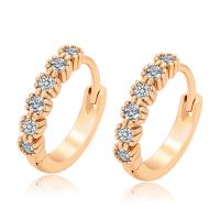 Zinc Alloy Huggie Hoop Earring, Donut, 18K gold plated, fashion jewelry & for woman & with rhinestone, golden 
