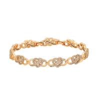 Zinc Alloy Rhinestone Bracelets, with 2.3cm extender chain, Heart, 18K gold plated, fashion jewelry & for woman & with rhinestone, golden, 8.5mm Approx 17 cm 
