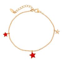 Zinc Alloy Rhinestone Bracelets, with 3.3cm extender chain, Star, 18K gold plated, fashion jewelry & adjustable & for woman & enamel & with rhinestone 8.5mm Approx 17.2 cm 
