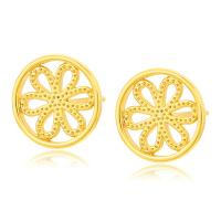 Zinc Alloy Stud Earring, Flower, gold color plated, fashion jewelry & for woman & hollow, golden 