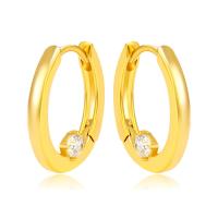 Zinc-Alloy-Huggie-Hoop-Earring, alliage de zinc, beignet, Placage de couleur d'or, bijoux de mode & pour femme & avec strass, doré Vendu par paire