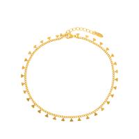 Zinc Alloy Anklet, with 3.5cm extender chain, Triangle, gold color plated, fashion jewelry & adjustable & for woman, golden, 2mm Approx 23.4 cm 