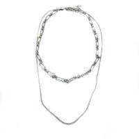 Collar de la joyería de titanio, Partículas de acero, Doble capa & unisexo & cadena de la serpiente, color original, longitud:aproximado 40-50 cm, Vendido por UD