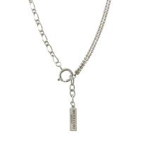 Titan Schmuck Halskette, Titanstahl, mit Brief Muster & für Frau & mit Strass, originale Farbe, Länge:ca. 40 cm, verkauft von PC