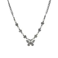 Titanium Steel Jewelry Necklace, with Plastic Pearl, Butterfly, fashion jewelry & for woman, original color Approx 40-45 cm 