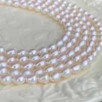 Naturales agua dulce perlas sueltas, Perlas cultivadas de agua dulce, Gota, Bricolaje, Blanco, 6.5-7.5mm, longitud:aproximado 15 Inch, Vendido por Sarta