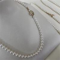 Freshwater Pearl Brass Necklace, with Brass, fashion jewelry & for woman, white, 6-7mm Approx 17 Inch 