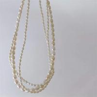 Collier de perles d'eau douce naturelles, perle d'eau douce cultivée, bijoux de mode & multicouche & pour femme, blanc, 3-6mm Environ 17 pouce, Vendu par PC