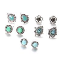 Gemstone Stud Earring, Zinc Alloy, with Gemstone, silver color plated, 5 pieces & fashion jewelry & for woman 